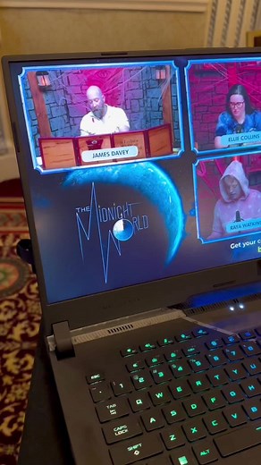 A longer view of the booth at Midwinter for my partner’s book: The Midnight World! #themidnightworld #ttrpg #ttrpgtok #midwinter @arkalem