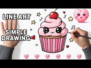 How to Draw a Cute Kawaii Cupcake | Easy Aesthetic Drawing Tutorial