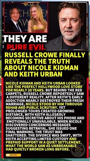 Russell Crowe FINALLY Reveals The TRUTH About Nicole Kidman And Keith Urban #shorts #viral