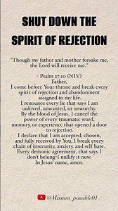 SHUT DOWN THE SPIRIT OF REJECTION†"Though my father and mother forsake me, the Lord will receive me”