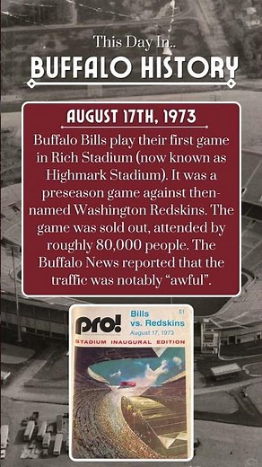 #OnThisDay In 1973, Buffalo Bills Play Their First Game in Rich Stadium