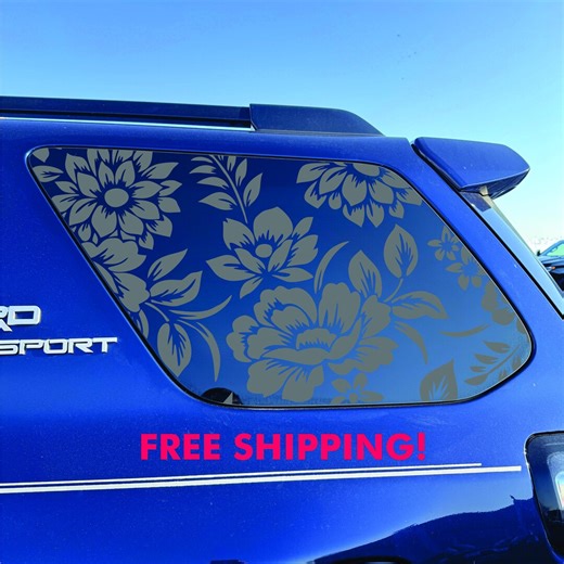 Toyota 4runner Window Decal - 2014-2024 - Matte Black Sticker - Floral Flower Design - Etsy