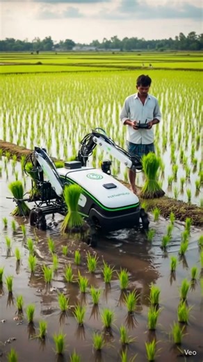 Smart Farming Robot in India | High Speed Dhan Ropai Technology 🤖🌾