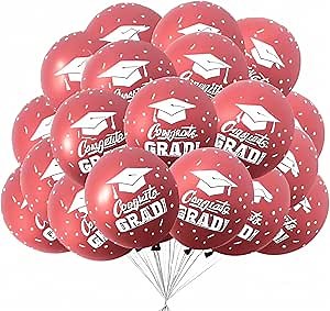 Graduation Decorations Maroon 2025/Burgundy Graduation Party Decorations 2025/Burgundy Balloon 12in Maroon Balloons/Congrats Grad 30Pcs