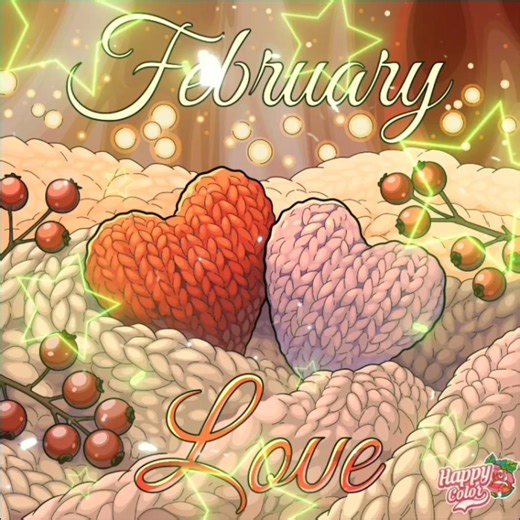 Colour with me a crocheted hearts in Happy Colour App. Happy Valentine's Day.