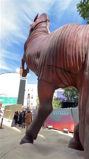 Behind the scenes on the Trojan Horse for the World Premiere of The Odyssey in London.
