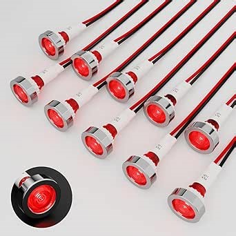Led Indicator Light 10mm Plastic Signal Light Dash Lights Panel Indicator Light 110V Suitable For Cars Trucks Ships (10Pcs Red)