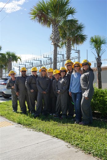 The LCEC administrative assistants “jumped” into a rare, escorted tour of the Kismet Substation, one of the newest substations in the LCEC system. | LCEC