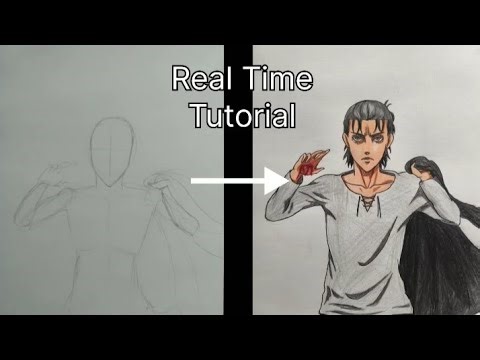 How to draw Eren Yeager ||Real Time|| tutorial .Easy drawing.