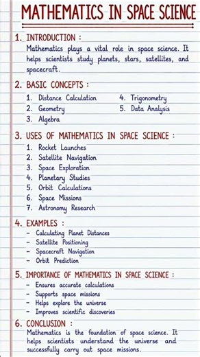 Mathematics in Space Science | Homework Help | Mathematics Project