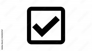 Check box inside a square shape box animation, symbolizing approval or completion