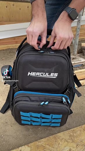 The Hercules Extreme Duty #Jobsite #Backpack has 51 pockets and is constructed from super-tough, puncture and abrasion resistant fabric for maximum strength and durability. #HarborFreight #toolstorage #shorts | Harbor Freight