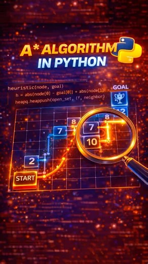 A* Algorithm Explained in the Simplest Way | Shortest Path Algorithm #youtubeshorts #viral #coding