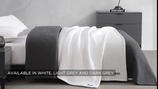 Vera Wang - King Blanket, Luxury Cotton Bedding, Super Soft Essentials with Waffle Weave Knit (Waffleweave Grey, King)