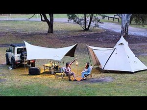 Relaxing Couple Camping with Naturehike Ranch Tipi Tent | Nature Sound ASMR | Suzuki Jimny
