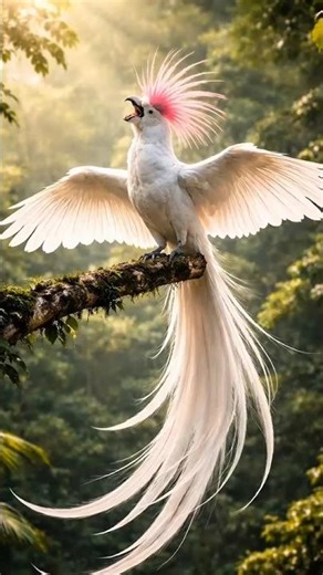 Flower Crest Bird Opens Tail and Wings 🌺 Exotic Singing Bird #shorts #birds #wildlife