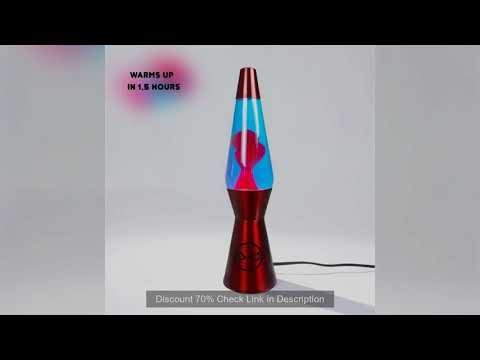 16" Red Lava Motion Volcano Lamp, Red Wax in Blue Liquid,compact and portable