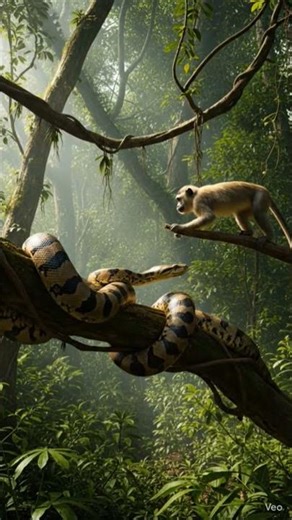 big anaconda attack monkay 🐒🐒