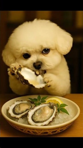 A Bichon Eating Oysters?! Mochi’s Real Reaction to Raw Shellfish 🦪 비숑이 굴을 먹는다고요..? 생굴 먹은 모찌의 리얼 반응 🐶