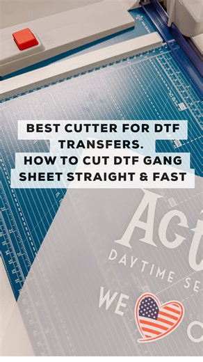Struggling to cut your DTF transfers gang sheets clean and straight? 😫 I’ve tried every way to cut DTF transfers — rotary cutter, mats, guillotine cutters… and while they worked, they were just too slow and not efficient. And since time = money (especially with the amount we’re running now), I needed something better. This little hack (which was a small investment) has been a total game-changer. It cuts fast, keeps my gang sheets straight, and works both directions. Honestly, it’s been the best