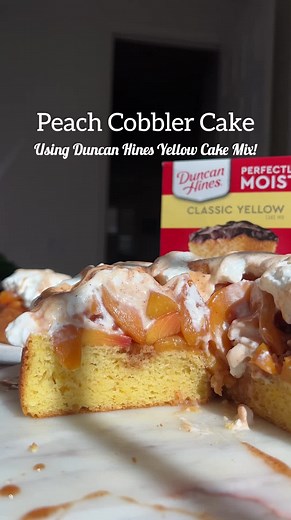 Easy Peach Cobbler Cake Recipe with Duncan Hines Yellow Cake Mix