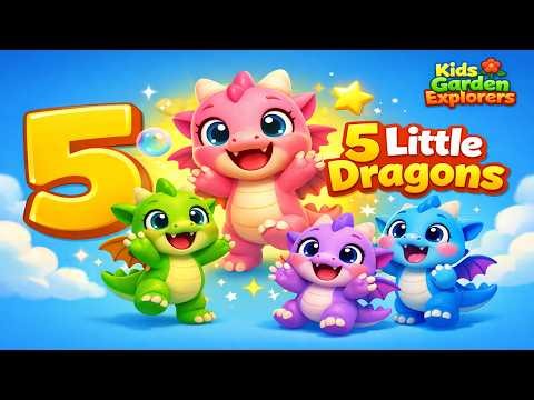 🐉 Five Little Dragons | Counting 1 to 5 | Kids Songs & Nursery Rhymes 🐉