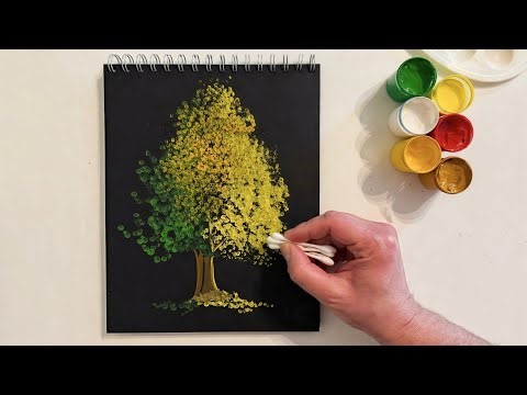 I drew a tree using Cotton Swabs… You Won’t Believe This!