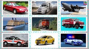 Names and Sounds of Vehicles Learning Videos Cars for Kids Transportation sounds