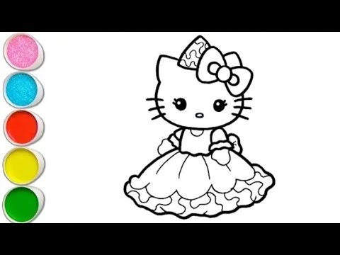 How to draw a easy hello kitty drawing painting and coloring for kids