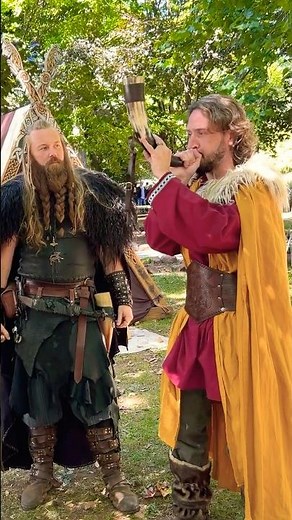 Attempting to blow a Viking War Horn at the PA Ren Faire!