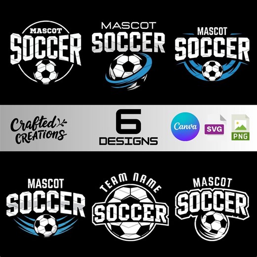 Soccer Team Logo Template Bundle SVG PNG Canva (digital Download) - Etsy