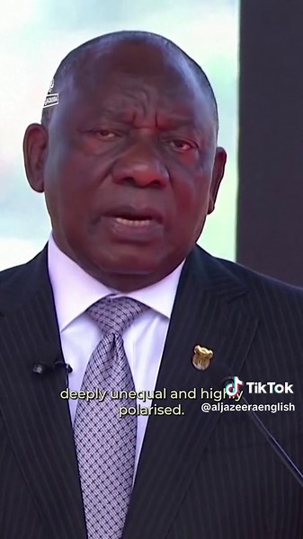 “Our society remains deeply unequal and highly polarised. There are toxic cleavages, often incipient social fragmentation.”⁠ .⁠ #CyrilRamaphosa was sworn in for his second term as president of #SouthAfrica, and used his inauguration speech to highlight his country’s “deeply unequal and highly polarised” society.⁠ #news #quotable #southafricatiktok #ramaphosa