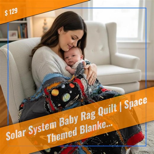 ✨ When comfort meets the cosmos, magic happens. 🌌 Introducing our Solar System Baby Rag Quilt—a luxurious blend of style and softness crafted for your little star! 💫 The dove-hued fabric adorned with planets and rockets transforms every nap into an intergalactic adventure. Perfect for the crib or as an adorable toddler throw, this exquisite blanket makes for the ideal nursery gift at just $129.00! 🌟 Grab this stellar piece before your dreams drift away! 🚀 Find out more by shopping at avision