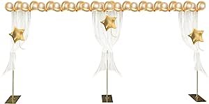 Professional Backdrop Stand 20ft, Gold Portable Drape Background Support, Height Adjustable Stand for Event Party Photography Background - Drapes Not Included