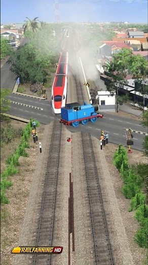 Thomas Spins Around at the Railway Crossing, Nearly Hit by a High-Speed Train! #train #thomas