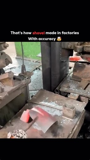 Knowledge Matrix on Instagram: "That’s how shovels are made in factories with high accuracy using modern manufacturing methods. The process starts with cutting high-quality steel sheets through precision machines to ensure exact dimensions. These sheets are then heated and shaped in hydraulic presses or forging machines that form the blade with consistent curves and thickness. Automated trimming, grinding, and edge-sharpening systems refine the shape while maintaining tight tolerances. Finally, 