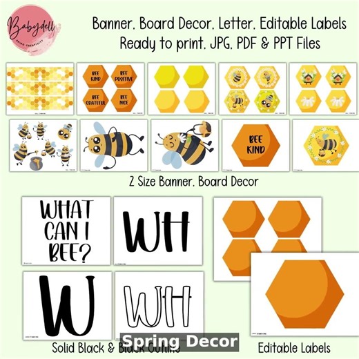 Bee Bulletin Board Kit with Editable Honeycomb