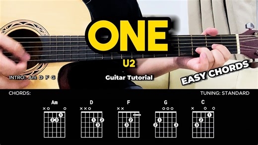 One - U2 | Guitar Chords Tutorial For Beginners #guitartutorial #chords #lyrics | dernalvamusic