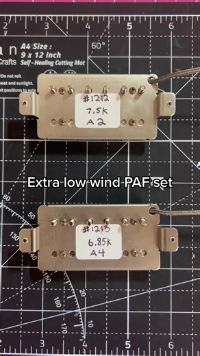 How to pick guitar pickups? Extra low wind PAF set. This set was so fun to build. I love building custom sets and talking through what people want/need. This one is going into a Jazzmaster build aimed at an americana focus. #guitartok #handwoundpickups #guitarpickups #guitarrepair #humbuckers @mojotone @