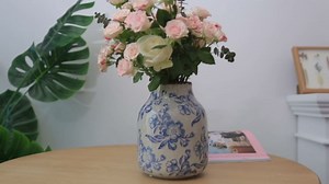 Vintage Blue and White Porcelain Flower Vase Home Decor