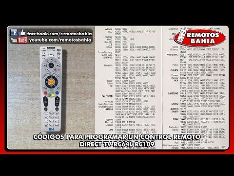 CÓDIGOS PARA PROGRAMAR CONFIGURAR CONTROL REMOTO DIRECTV RC64L RC109 USER GUIDE CODE LIST