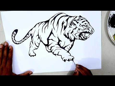 How to draw a Angry Tiger very easy