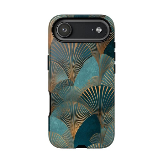 Teal Gold Art Deco Fan Pattern Phone Case | Tough Phone Case| iPhone 17- XS MAX, Samsung Galaxy S25- S20 Ultra - Etsy