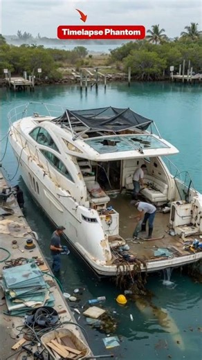 "Satisfying Sunken Yacht Restoration Timelapse #shorts"