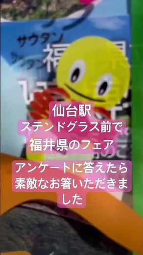 仙台駅ステンドグラス前 #福井県 #パンフレット入れる袋も可愛い🩷