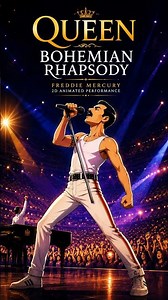 Queen – Bohemian Rhapsody | Freddie Mercury 2D Animated Performance 🔥 shorts