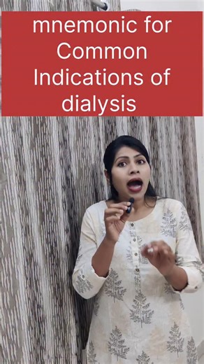 Here's a simple mnemonic for indications of dialysis: *AEIOU* A - Acidosis E - Electrolyte imbalance I - Intoxication O - Overload (fluid) U - Uremia "Remember dialysis indications with *AEIOU*! 🧠💡 Save & share with a med friend! #MedQ #Dialysis #Nephrology #MedMnemonics #Nursing #norcet #MedicalEducation" | Monika Chiku