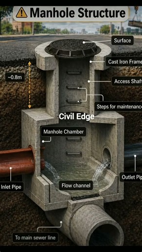 🚧 Manhole Structure Explained | Civil Engineering Basics 🚧