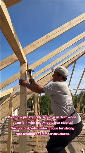 FAST & STRONG! Wood Beam Joinery with Iron Staples #construction #woodworking #carpenter #how #tips