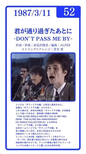 君が通り過ぎたあとに -DON’T PUSS ME BY- #thealfee #桜井賢 #坂崎幸之助 #高見沢俊彦